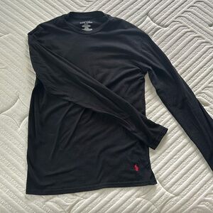 Soft polo black mens long sleeve shirt